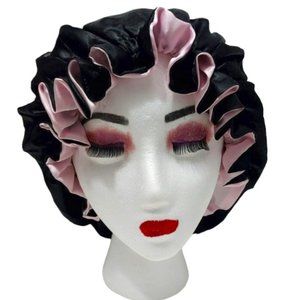 Reversible Silk Satin Bonnet, Satin Bag & Headband 3pc